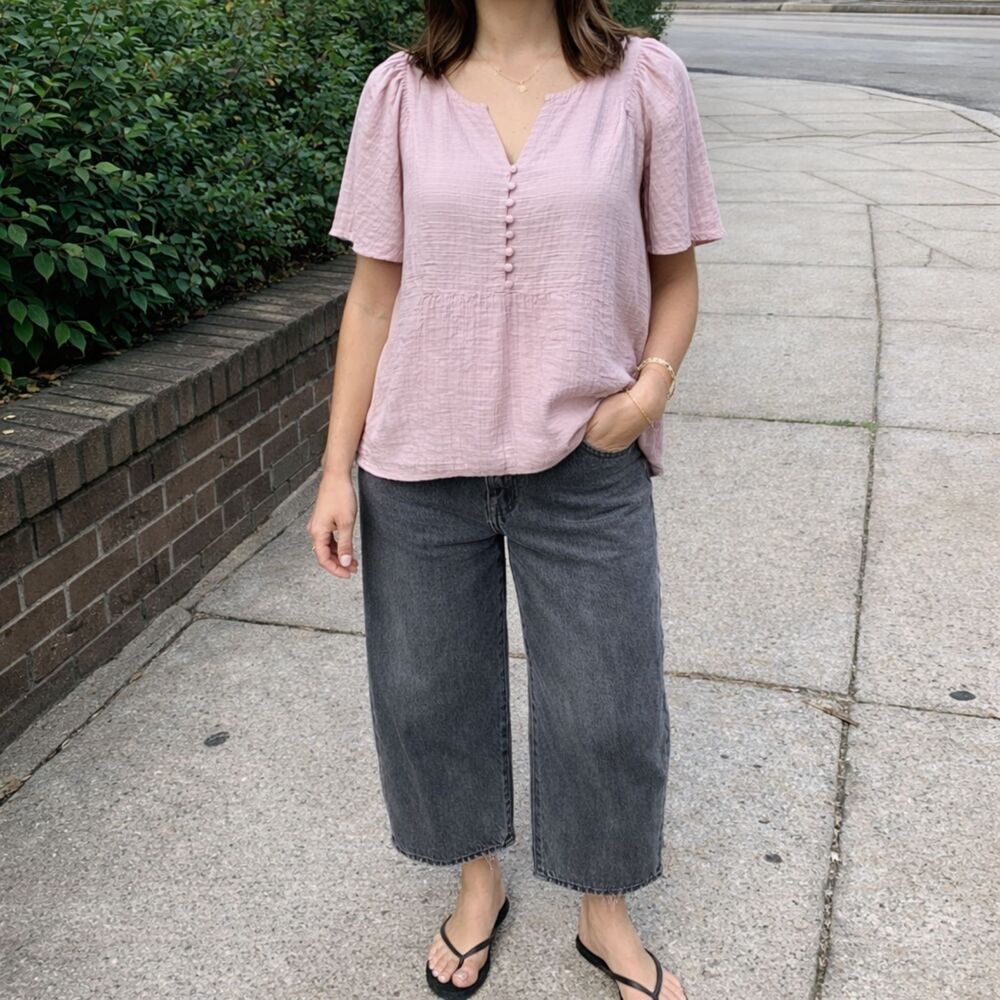 Madewell Courtyard Flutter Sleeve  Top